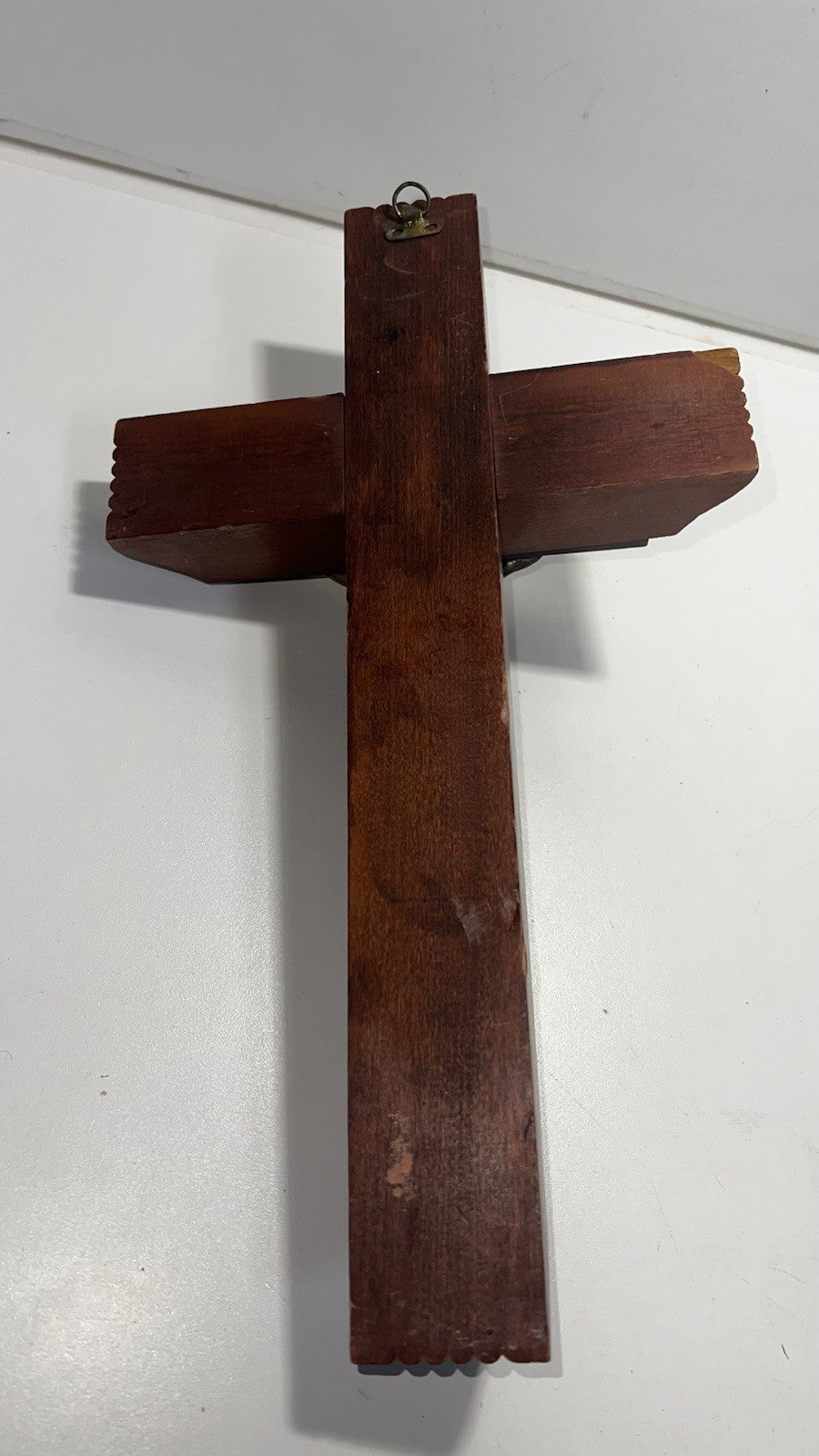 Vintage Catholic Last Rites Crucifix - Mother of Pearl Inlay, Empty Holy Water