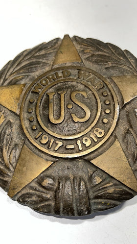 WWI U.S. Military Grave Marker - 6” Brass Star, 1917-1918 Veteran Memorial