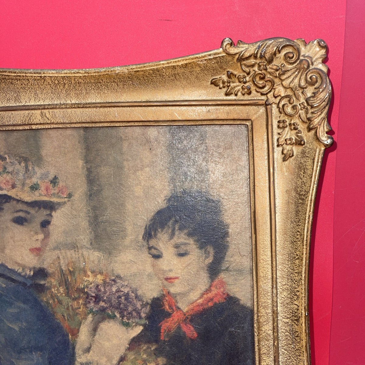 Vintage Wall Art Print Huldah Lady Portrait Mid Century  Wood Frame
