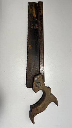 Antique  Jackson Warranted Cast Steel Back Saw 12" Woodworking Shop