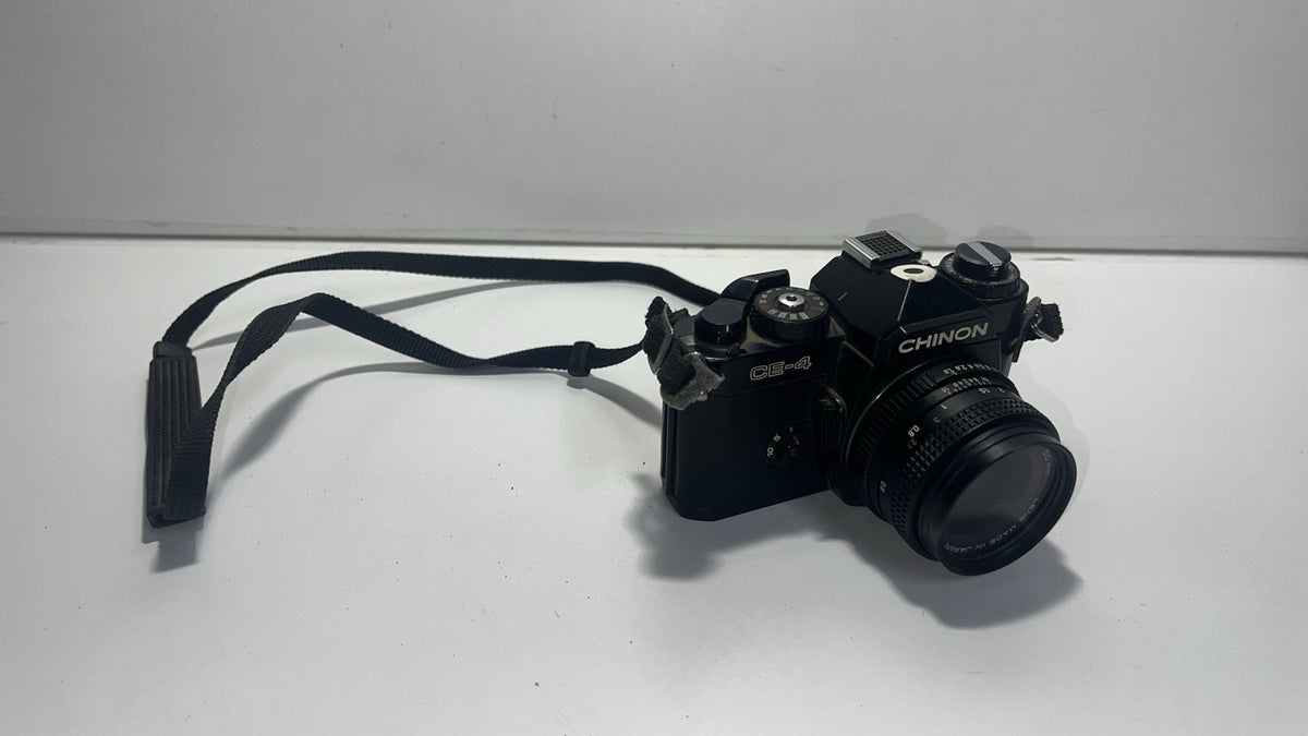 CHINON CE-4 Vintage 35mm SLR Film Camera with Rokinon 49mm- Untested
