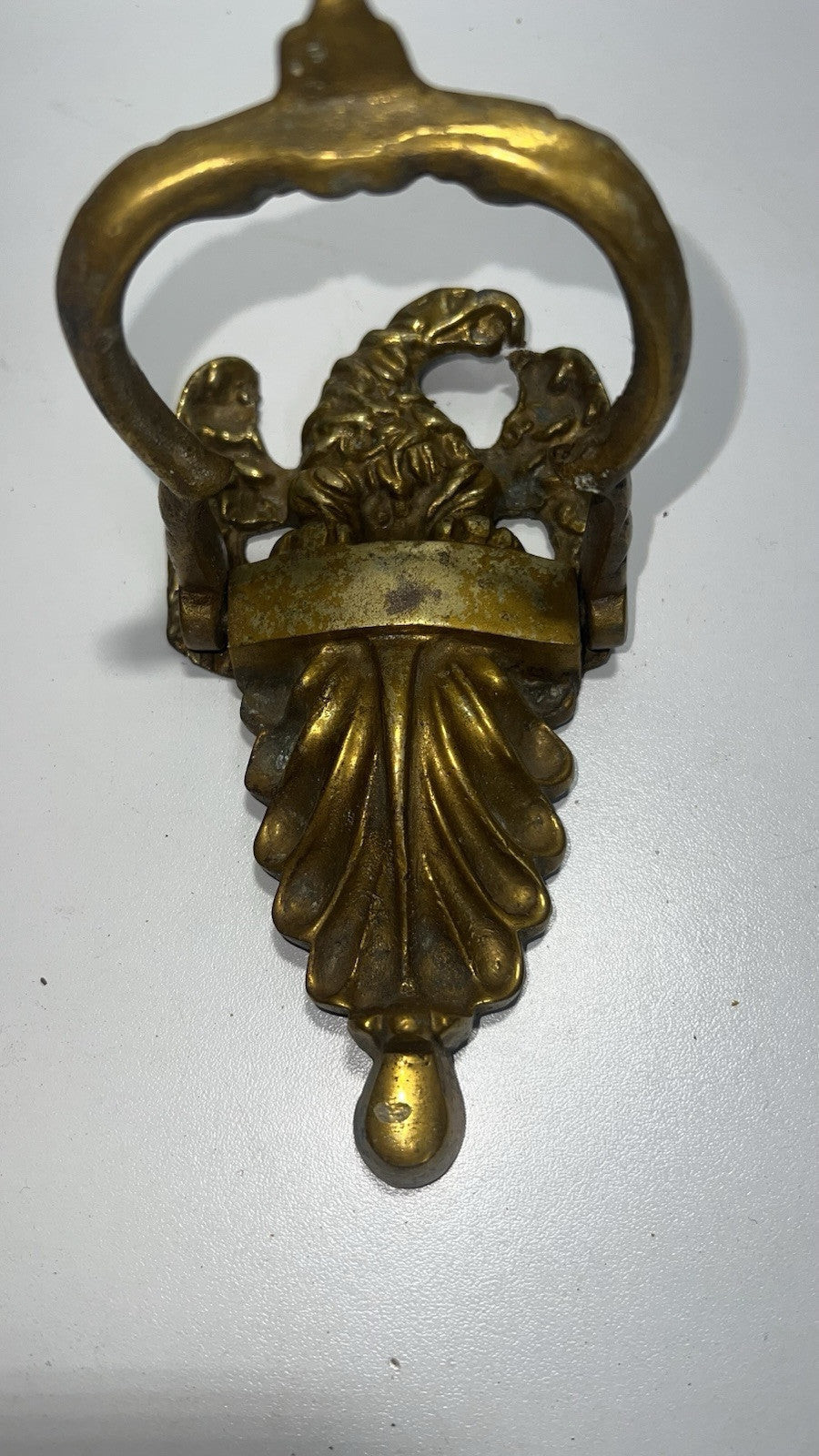 Large Vintage Solid Brass American Eagle Door Knocker 6 1/2" Name Plate