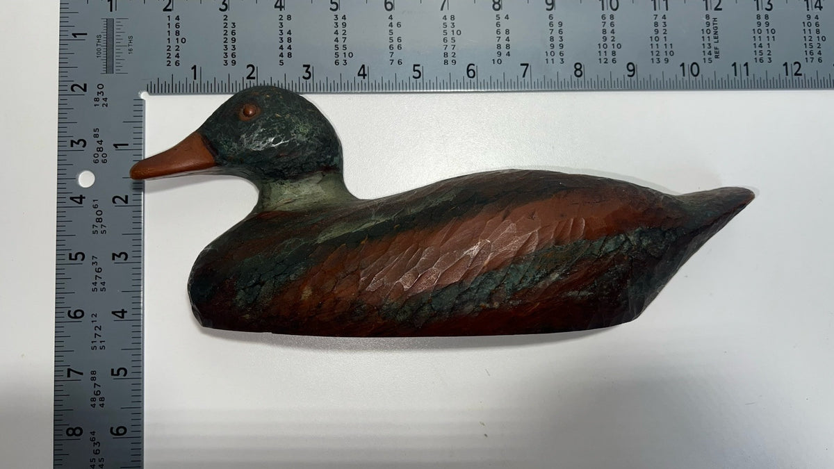 Vintage Hand-Carved Wooden Duck Decoy with Hole – Rustic Hunting Collectible