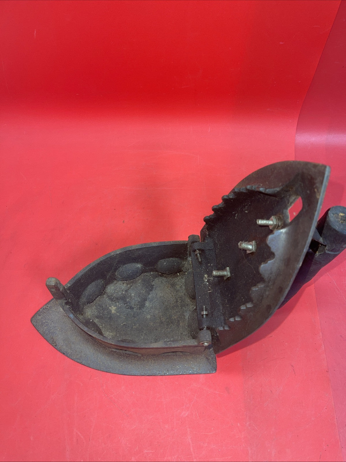 Vintage Special  10 Charcoal Laundry Press Iron With Wooden Handle