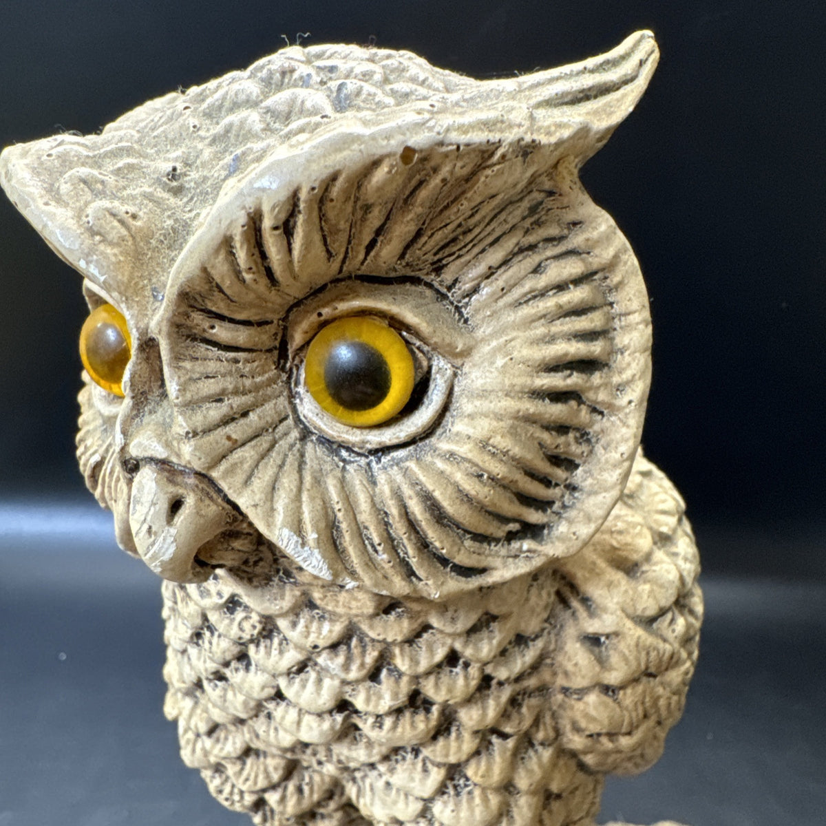 Vintage Pompadour AF 77 Owl on Branch Candle Holder Figurine Faux Wood Resin