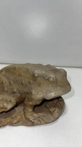 Vintage Hand-Carved Stone Frog Figurine - Lucky Toad Feng Shui Decor