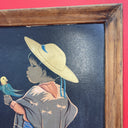 Vintage 50s Jose Luis Betanzos Boy with Parrots 16” x 12”  Framed Print