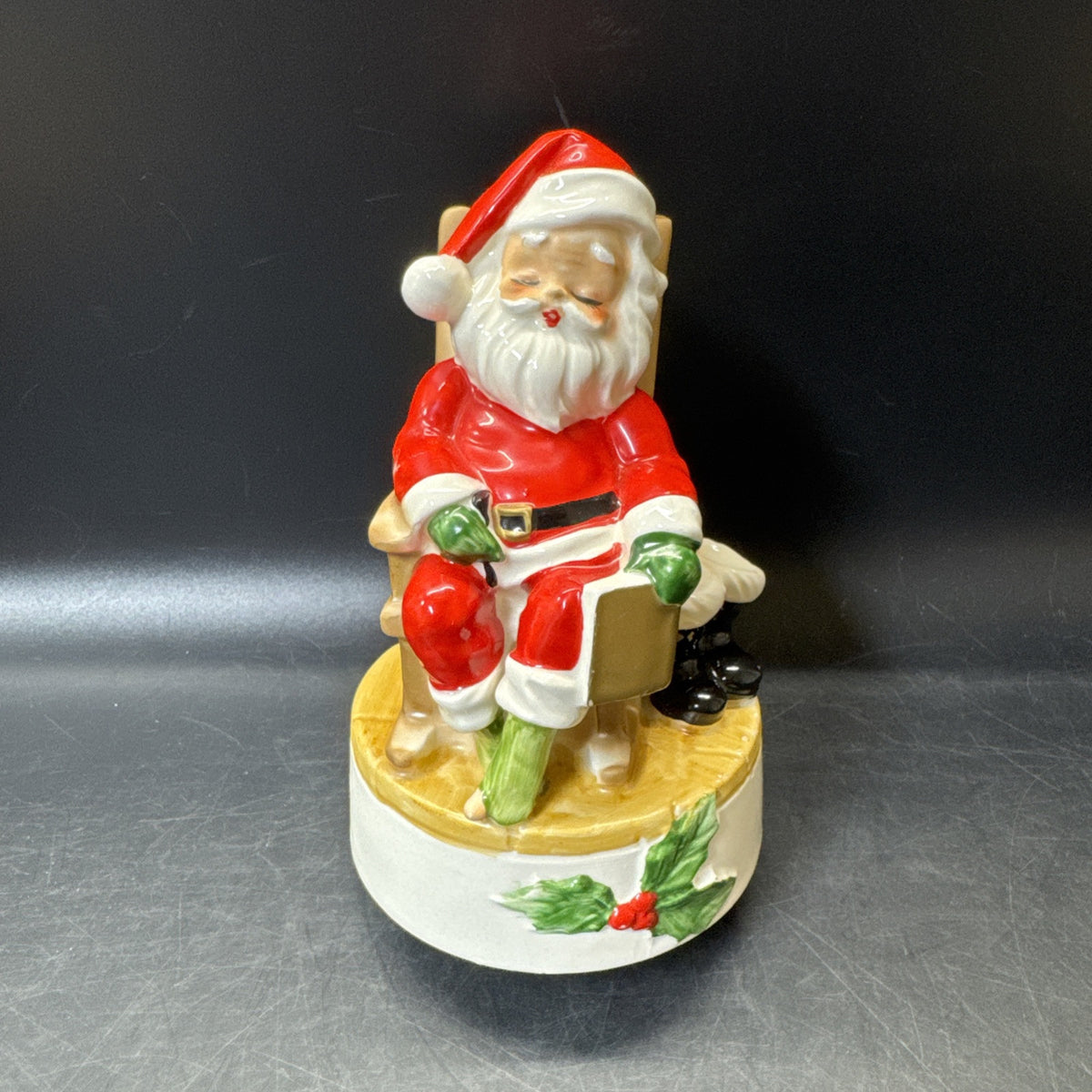 Vintage 1976 Josef Original Ceramic Christmas Sleepy Santa Musical Figurine