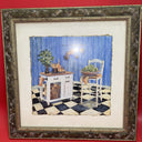 Vintage C. Winterle Olson Print Framed Rustic Kitchen Table Scene GUC