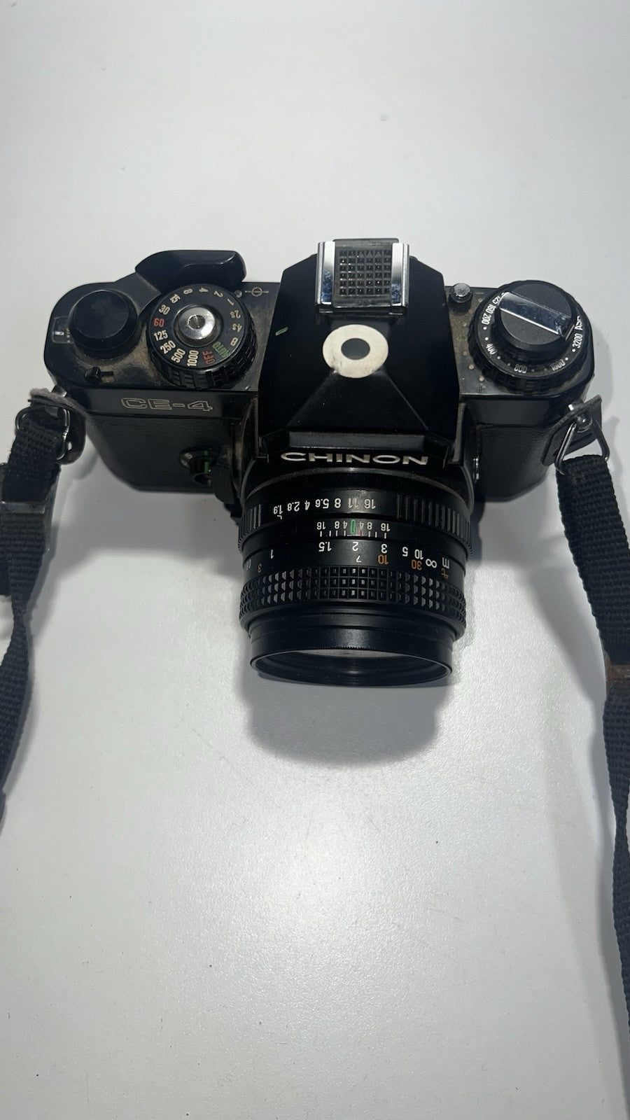 CHINON CE-4 Vintage 35mm SLR Film Camera with Rokinon 49mm- Untested