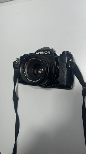 CHINON CE-4 Vintage 35mm SLR Film Camera with Rokinon 49mm- Untested