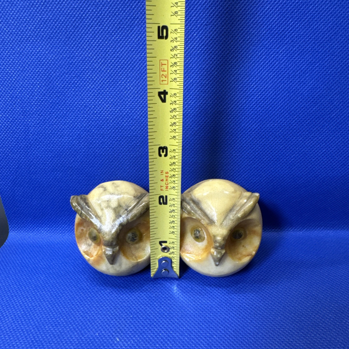 Genuine Alabaster Stone Owl Set Of 2