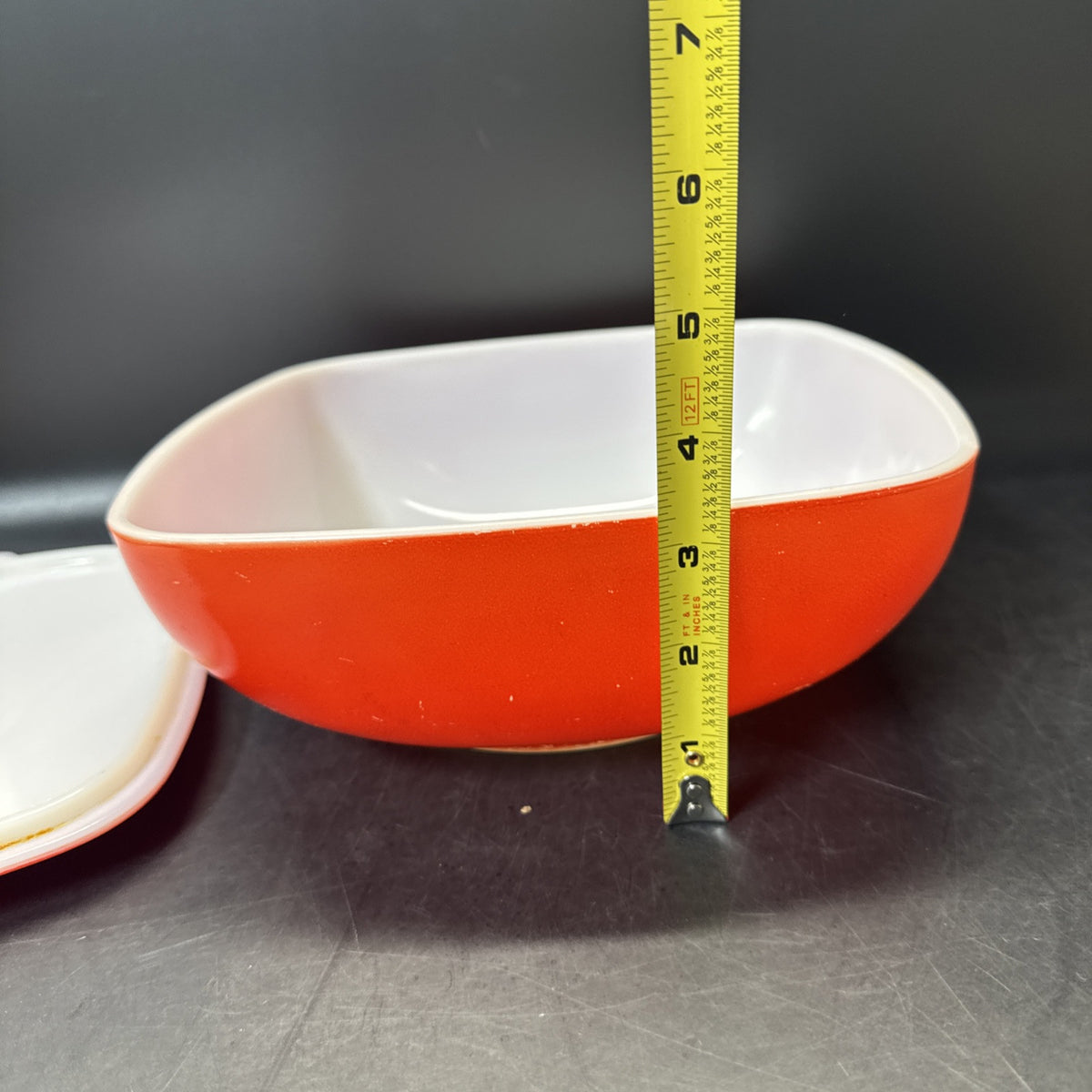 Vintage PYREX Hostess Red Square Casserole Dish with Lid, 2.5 Qt