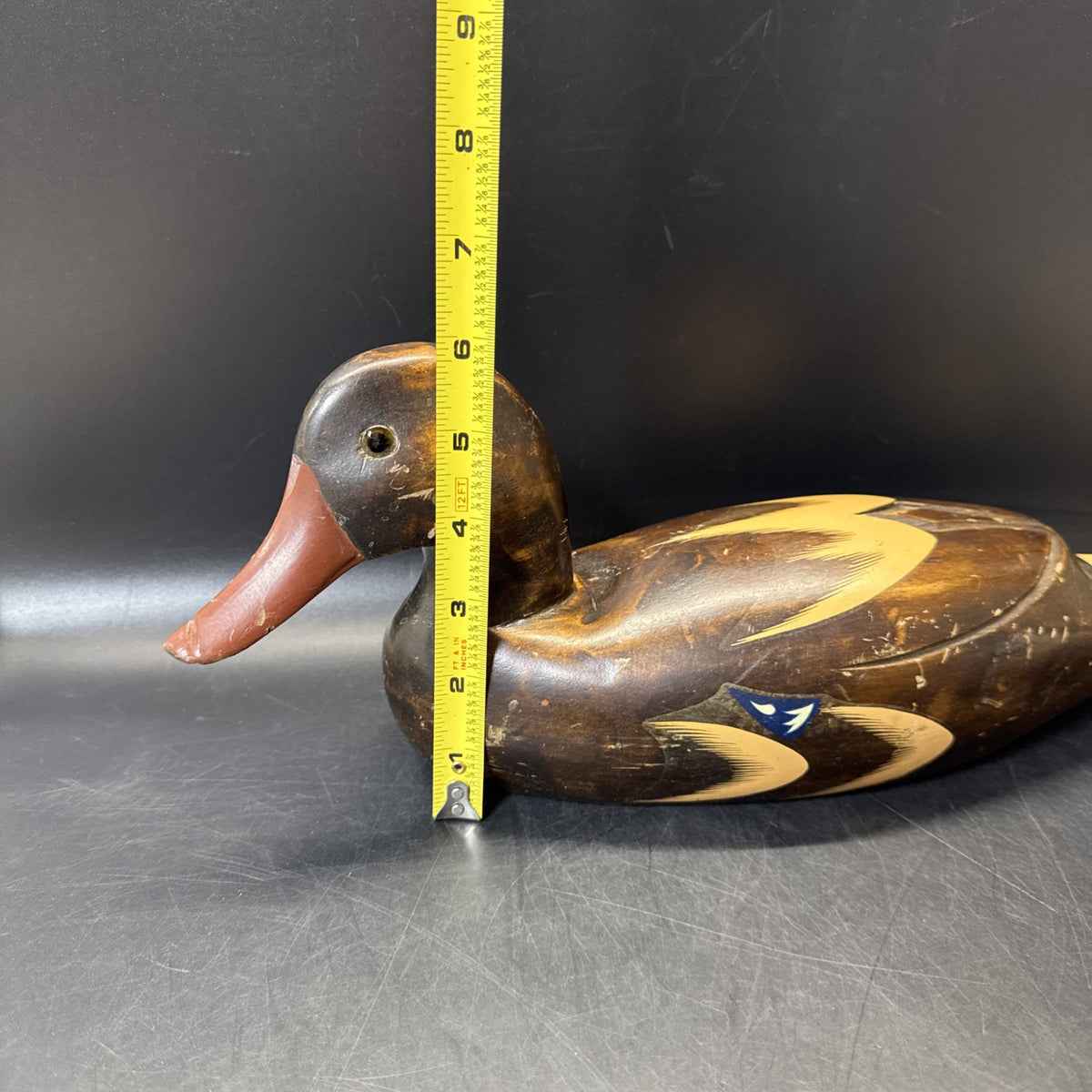 Wooden Duck Decoy Hand Carved Painted Wood Figure