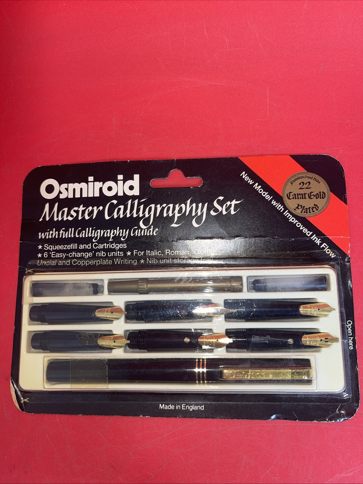 Vintage OSMIROID MASTER CALLIGRAPHY SET, 6 Nibs - Sealed 22 Carat Gold Plated