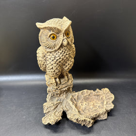 Vintage Pompadour AF 77 Owl on Branch Candle Holder Figurine Faux Wood Resin