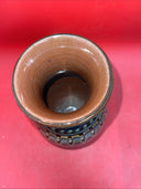 Bulgar Clay Redware Slip Glaze Teal Green Vase Bulgarian Pottery 10” Tall