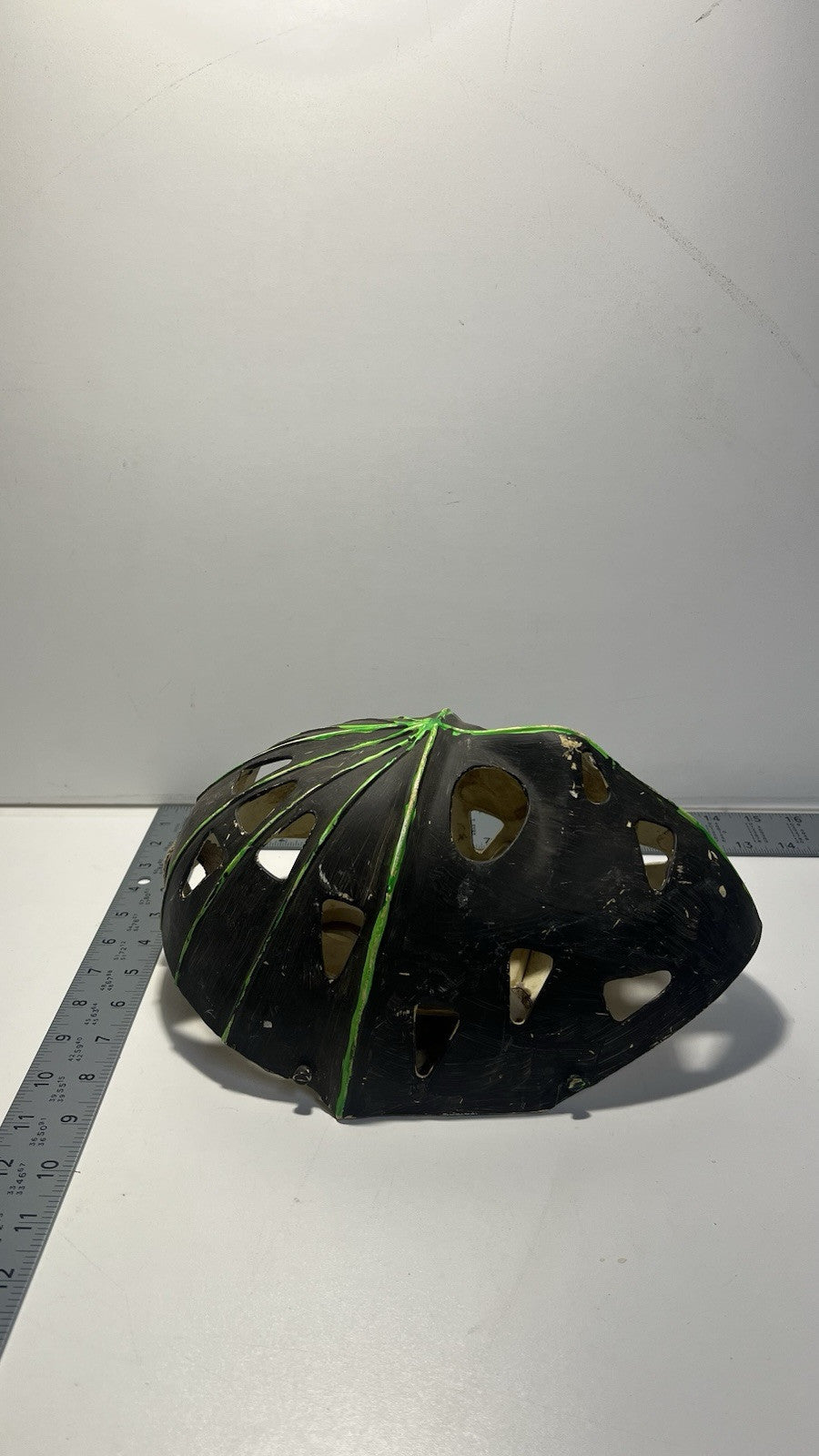 Vintage 1970s Ice Hockey GOALIE MASK White Painted Black+ Green