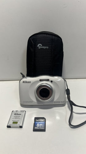 Nikon COOLPIX S33 13.2MP Waterproof Digital Camera + Battery, SD Card & Case