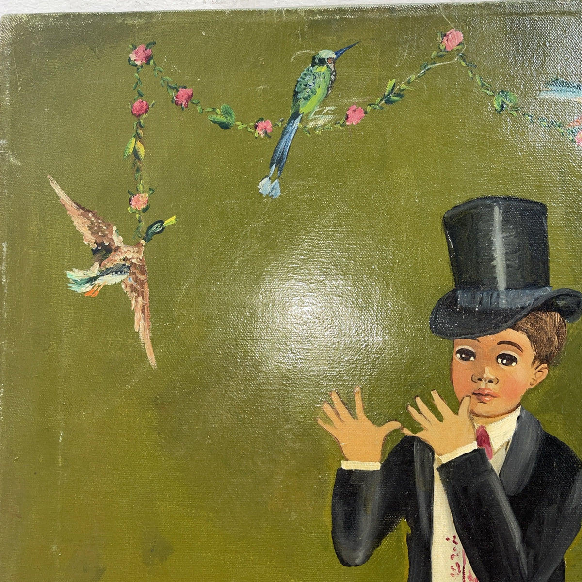 Painting by Agapito Labios "Boy with Birds”