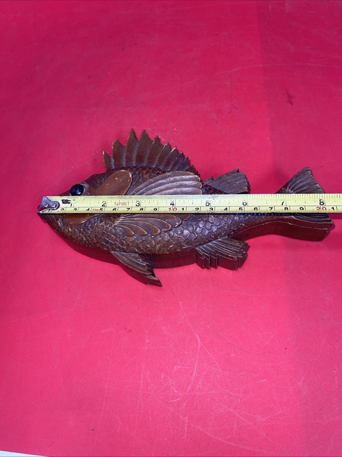 Hand carved wooden fish box