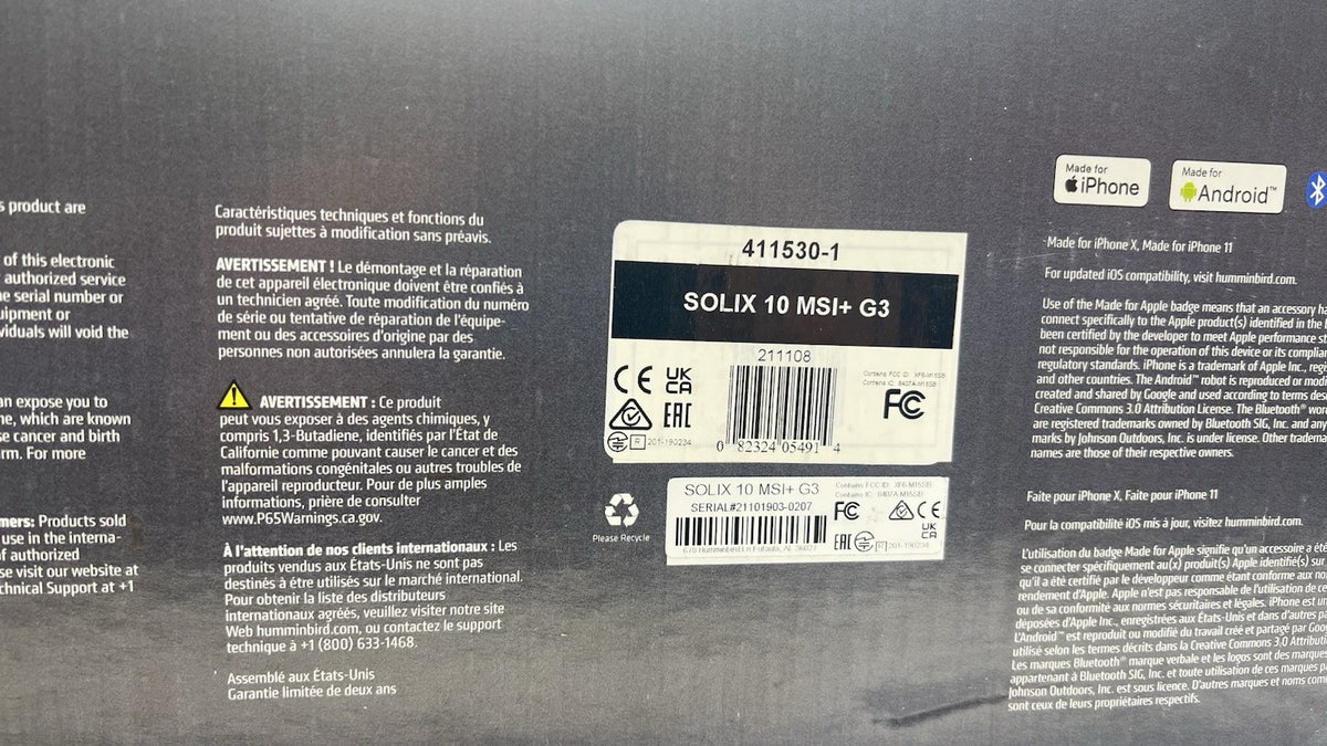 Humminbird Solix 10 411530-1 . Chirp. Mega SI+. Mega DI+. G3. With Transducer