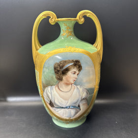 Antique Porcelain Hand Painted Vase With Portrait Of Women, France, Signed!!!