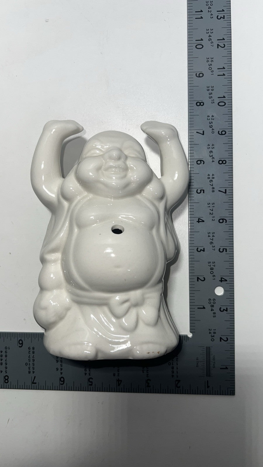 Benihana Happy Buddha Hands Up 7" Tiki White Ceramic Cocktail Mug Cup Vintage