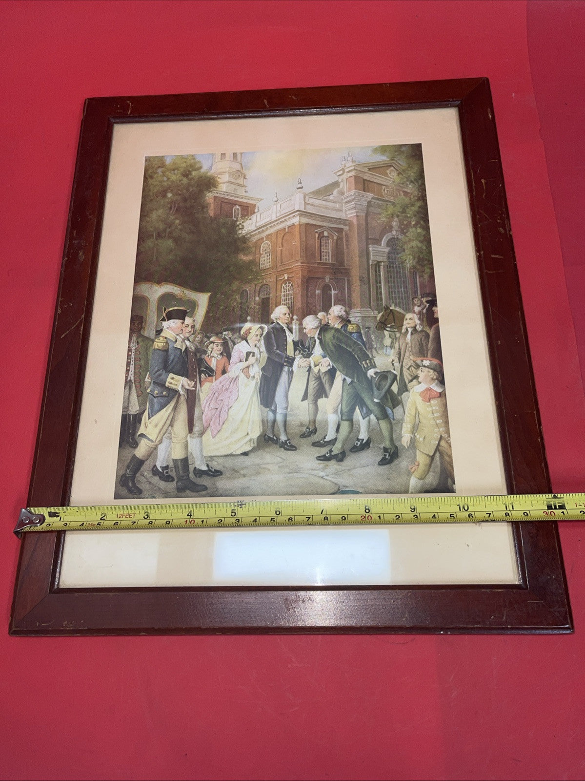 Framed Print "George & Martha Washington at Christ Church" vintage estate