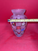 LENOX Nature’s Splendor Vase Hand Painted Designs Frosted Glass Signed 8.5"