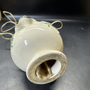 Vintage Small Ruffled Ceramic Lamp with 3-D Roses, Table Desktop Lamp
