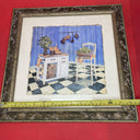 Vintage C. Winterle Olson Print Framed Rustic Kitchen Table Scene GUC