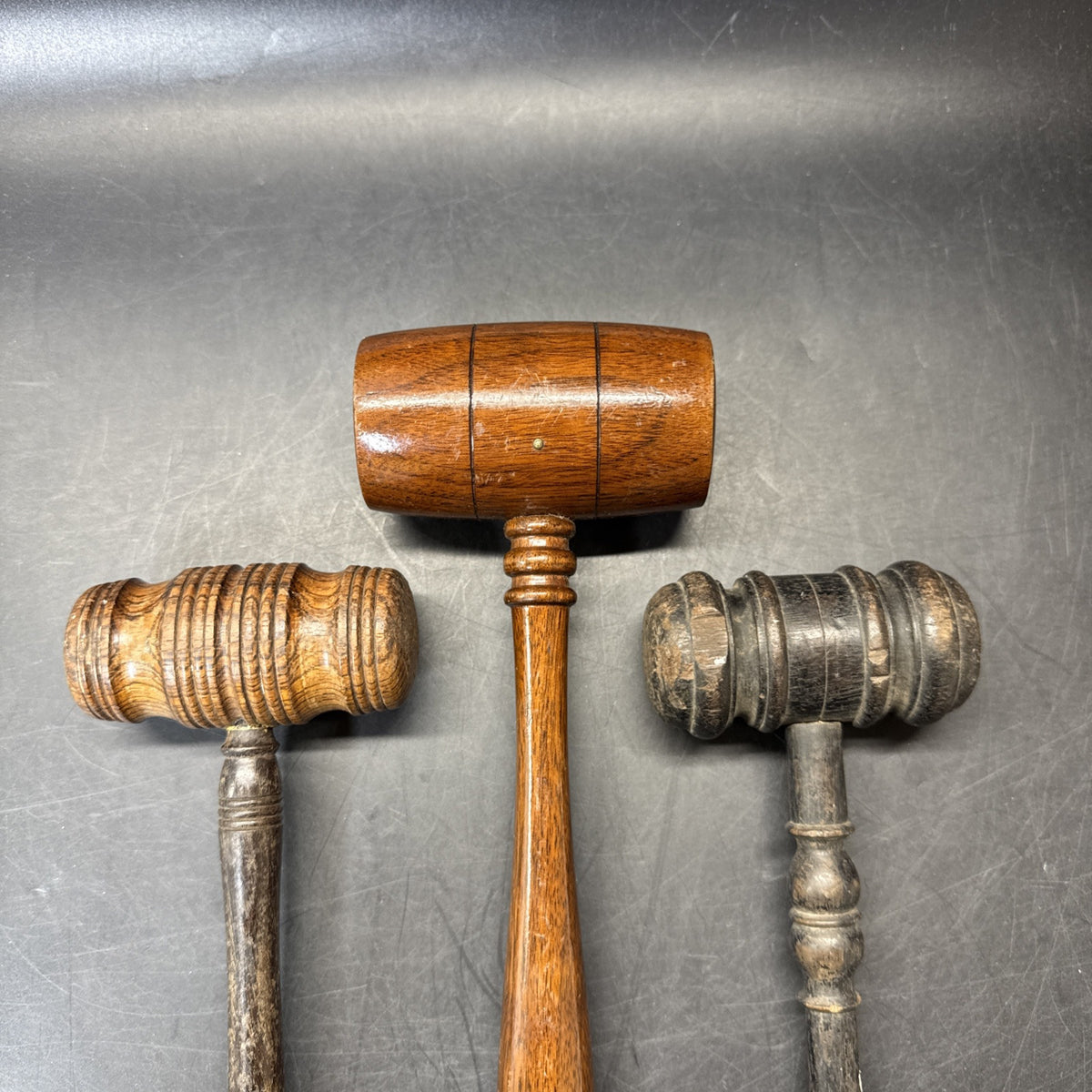 3 Vintage Wooden Judge’s Gavel, Mallet, Auctioneer