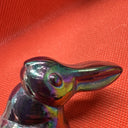 Fenton Purple Irridescent Carnival Glass Mini Rabbit Bunny