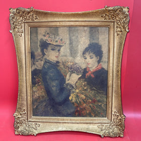 Vintage Wall Art Print Huldah Lady Portrait Mid Century  Wood Frame