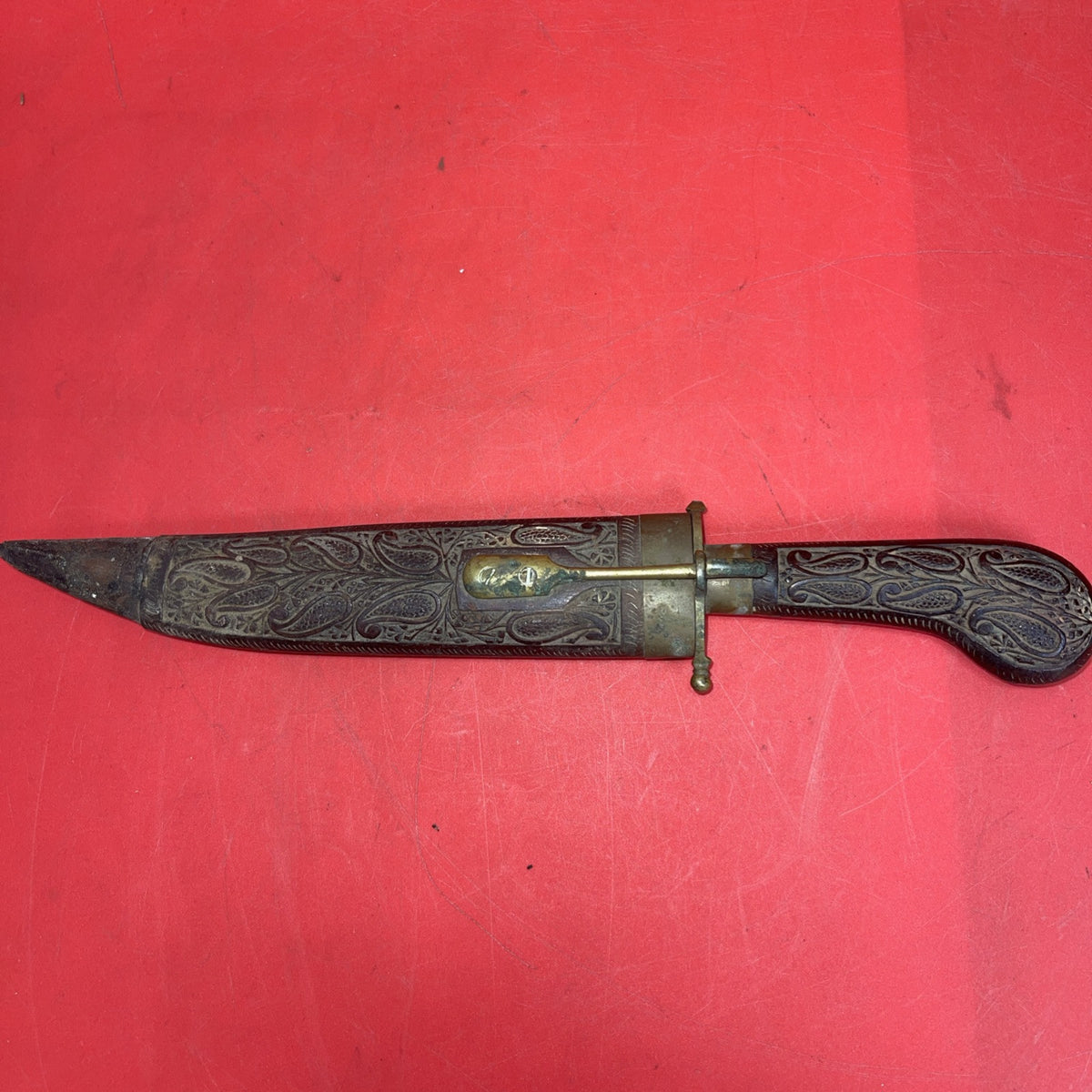 Vintage Islamic Yemen Marsh Arab Jambiya Khanjar Dagger Carved Wood Sheath